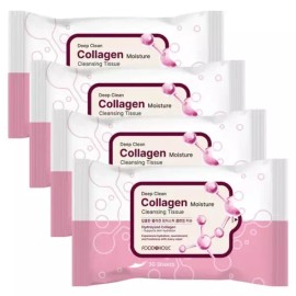 Deep Clean 4개 딥클린 콜라겐 모이스처 클렌징 티슈 30매 휴대용 촉촉한 딥클렌징 4 Deep Clean Collagen Moisture Cleansing Tissue 30 Sheets Portable Deep Cleansing Wipes [Basic Product]