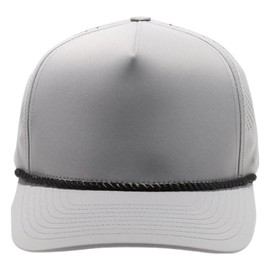 Pit Bull Premium Headwear High Frame Rope Hybrid Perforated Hat Mesh Back Adjustable Snapback Baseball Cap for Men & Women, Gray/Black 311GYBK