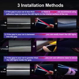 GPJYD 2 in 1 Acrylic Car LED Lights Interior, RGB Ambient Llighting Car Kit with 168 LEDs, 16 Million Colors, Music Sync, App & USB & Remote Dashboard Ambient Lighting for Car