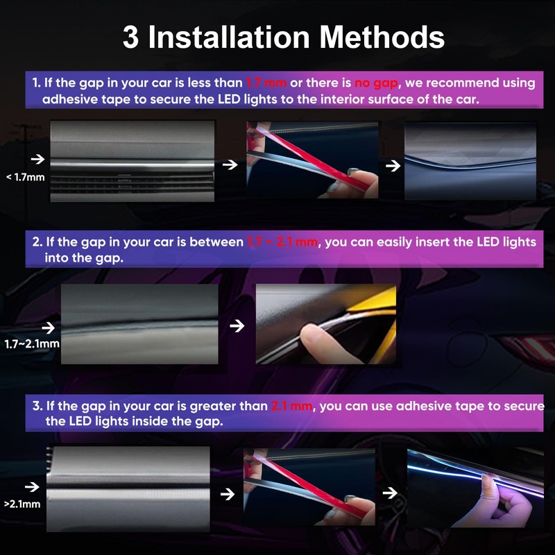 GPJYD 2 in 1 Acrylic Car LED Lights Interior, RGB