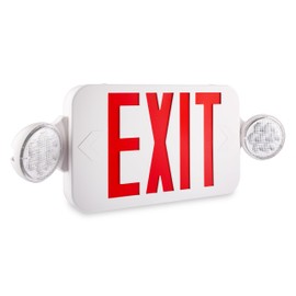 Maxlite EXC-RWRC LED Exit and Emergency Sign Combo with Red Letters - High Impact UV Stabilized Thermoplastic Housing, Battery Backup, 120V-277V, 63 Lumens per Head, UL924 Listed, 5-Year Warranty