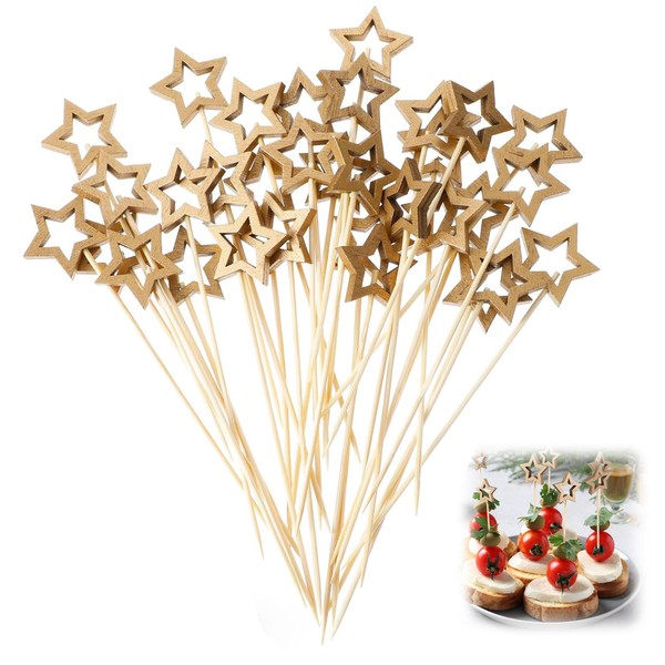 Pack of 100 Star Cocktail Sticks Star Shaped Fruit Skewers