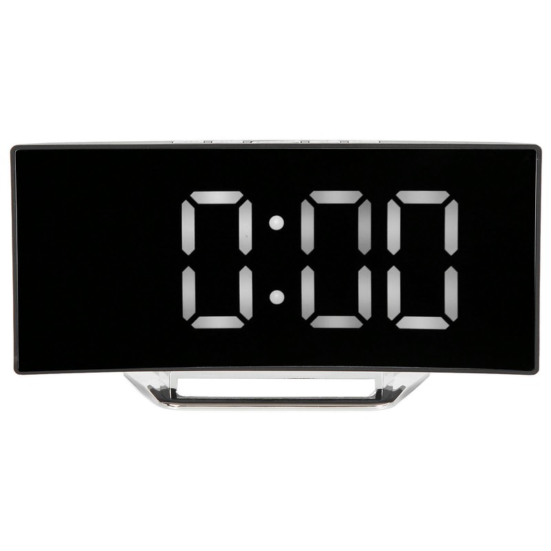 Digital Alarm Clock Mirror Smart Light Sensing Curved Screen LED