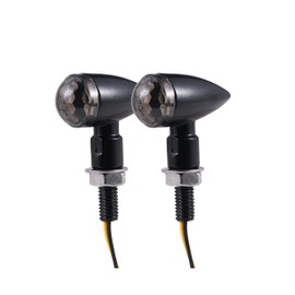 LOKLISUM 2 x LED motorcycle indicators, E tested, 3 in 1 mini super bright indicator LED running light amber universal compatible with scooter quad cruiser off road cafe racer mt 125 dirt bike mt-07 ATV quad (smoke)