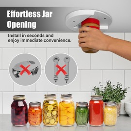 Under Cabinet Jar Openers for Weak Hands, Stainless Steel Jar Opener Effortless One Handed Operation Jar Lid & Bottle Opener Tool Can Opener Easy Gadgets for Kitchen Seniors Weak Hands