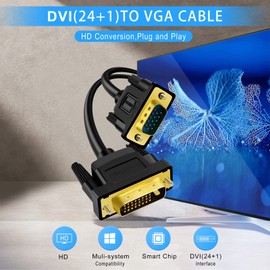 SHULIANCABLE DVI to VGA Cable, DVI-D 24+1 to VGA Cable Male to Male 1080P Full HD for HDTV PC Host Laptop Monitor and Projector (15 Feet)
