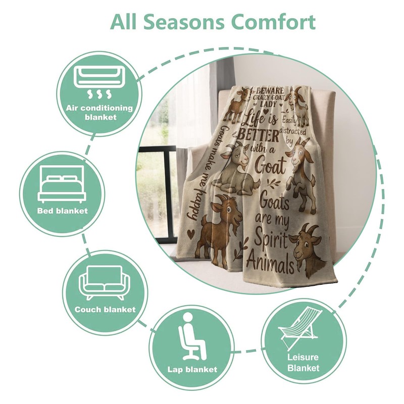 RQTWC Goat Lover Throw Blanket Gifts for Boys Girls Kids