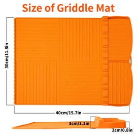 Griddle Mat Barbeque Silicone Mat Blackstone Griddle Accessories, Side Shelf Mat Grill Pad for Outdoor Grill Kitchen Counter Spatula Silicone Grill Mat with Drip Pad for Kitchen, Cooking, Countertop