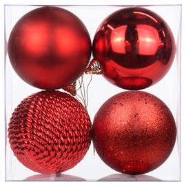12 cm Christmas Baubles, 4 Pieces Christmas Tree Baubles Plastic Ornaments Christmas Decoration Christmas Tree Decoration Baubles