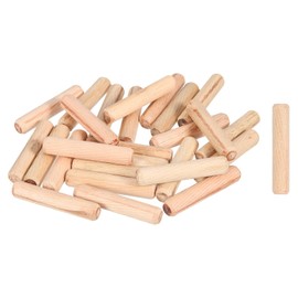 sourcing map 200Pcs 2/5"x2" (10mmx50mm) Wooden Dowel Pins, Fluted Wood Beveled Ends Tapered Dowel Hardwood Pegs, Fluted Wood Dowels Rods for Furniture, Crafts, DIY