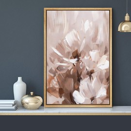 MUDECOR Framed Canvas Print Wall Art Abstract Floral Soft Pastel Tones Illustrations Minimalism Decorative Relax/Zen Colorful Nordic for Living Room, Bedroom, Office - 24"x36" Natural