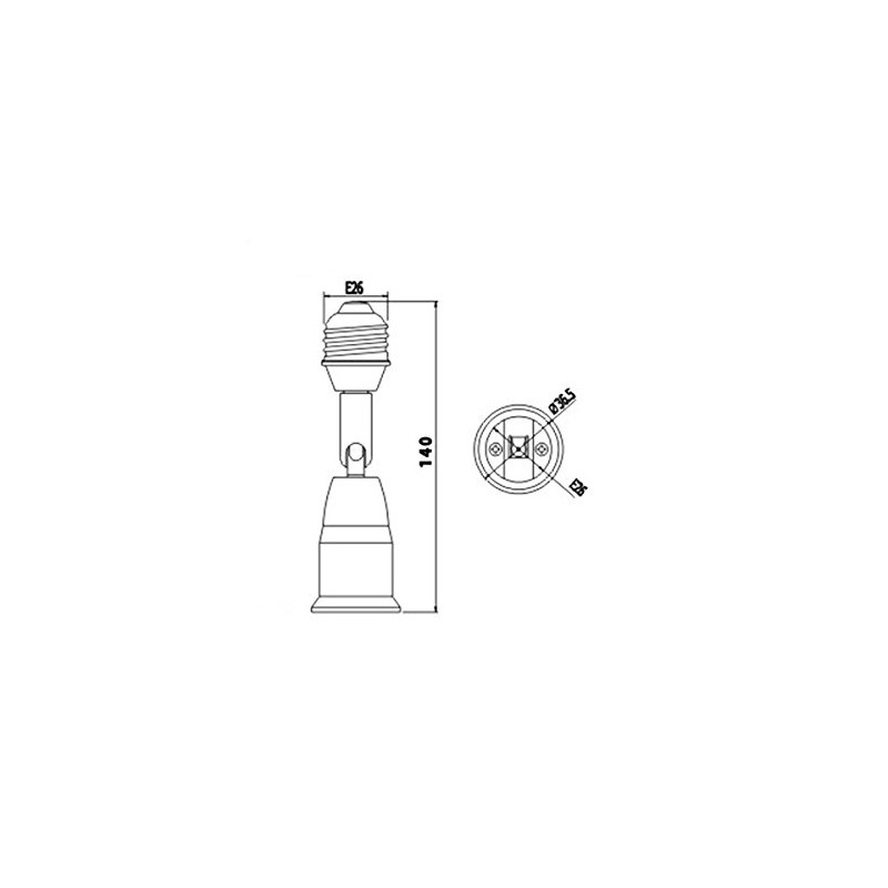 E26 Extension Adapter (Large: 4.3 inches (11 cm) extension and