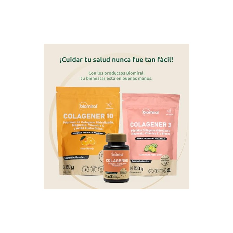 Biomiral Colagener Suplemento Alimenticio Colágeno Hidrolizado Vitamina Tabletas 660 1000