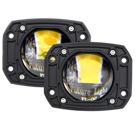 Szdystar Square Yellow/White Flush Mount LED Pod 2Pcs 3Inch 30W Backup Reverse Lights Driving Fog Lights Front Bumper Lights Behind Grille Lights fit for Trucks SUV ATV UTV