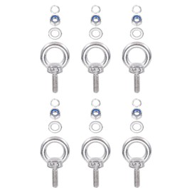 TA-VIGOR 6Pcs M3 x 9mm Lifting Long Eye Bolt, 304 Stainless Steel Wall Expansion Anchor Bolts, Masonry Concrete Screws Shoulder Eyebolt Lifting Ring with Nuts Washers for Hanging Hammock Article