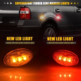 nifeida Luces de marcador lateral de doble cama para Ford 1999-2014 F150 F250 F350 F450 F550 Super Duty - Lámpara LED impermeable con enchufe T10 (2 unidades ámbar y 2 piezas rojo)
