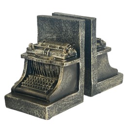 Bellaa 25747 Decorative Bookend Typewriter Royal Retro Book Ends Stopper Industrial Rustic Vintage Style Classic Type Writer Statues Bookshelves Home Decor 7 inch