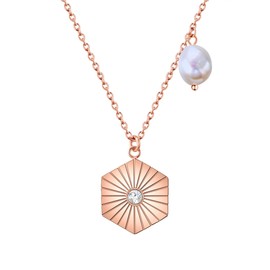 Valero Pearls Women's Necklace Stainless Steel with Preciosa Freshwater Cultured Pearl Approx. 7.6 mm, Stainless Steel, Crystal