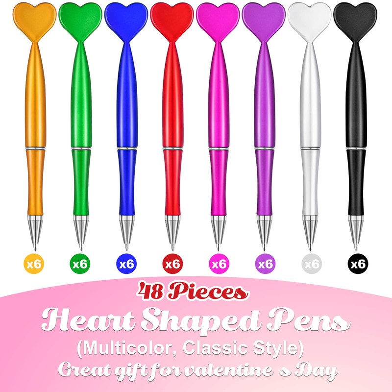 FFNIU 96Pcs Valentine's Day Pens, Heart Shaped Ballpoint Kids Pens