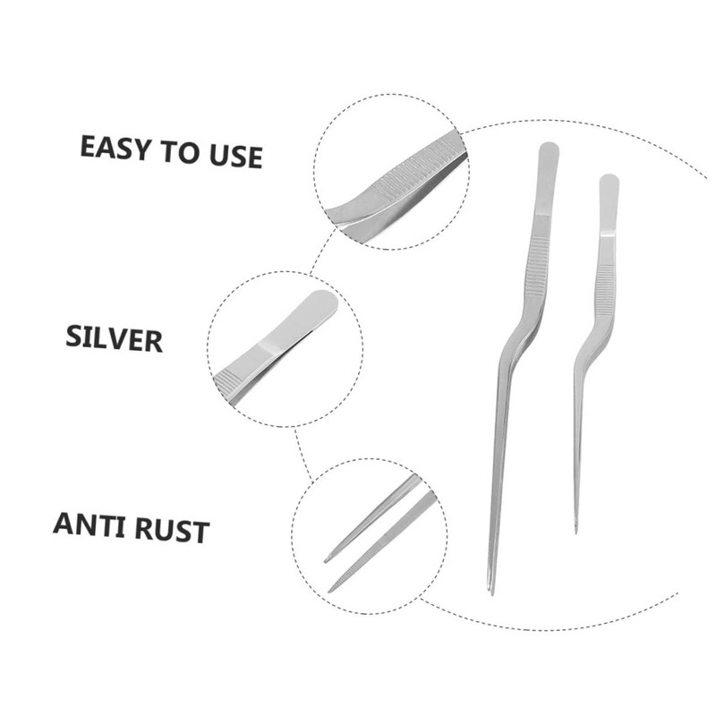 Mobestech 2Pcs Stainless Steel Fish Bone Tweezers Convenient Kitchen Gadgets