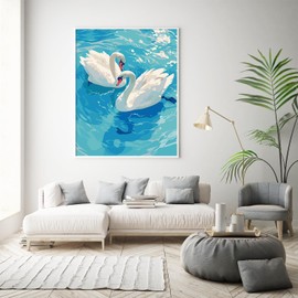 Paint by Numbers Kit for Adults Beginner, Pure Swan Easy Adult Paint by Number Kits on Canvas, DIY Craftoria Acrylic Watercolor Oil Paint by Number for Adults Teens for Home Decor Gift 16x20 Inch