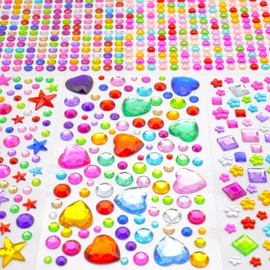 880 Craft Rhinestone Gem Stickers (5 self - Adhesive Sheets). Acrylic, face - Applicable, Multicolor, Great for DIY Crafting & Decorating，Small Stickers for Kids