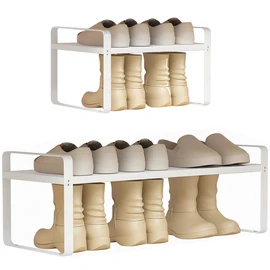 Yagizaai Expandable 1-Tier Metal Shoe Rack (H:10"), Adjustable Width 14.9"-23.6", Heavy-Duty Free-Standing Shoe Organizer for Closet, Entryway & Small Spaces – Single Pack