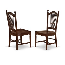 East West Furniture Dover Dining Room Chairs with Wood Seat-Finished in Mahogany (Set of 2)
