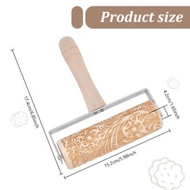 DELORIGIN Wooden Embossed Rolling Pin 3D Snowflake Flower Rattan Dough Roller Baking Biscuits DIY Kitchen Tool for Homemade Bakery Pastry Thanksgiving Cookie Fondant Dough Pizza Desserts