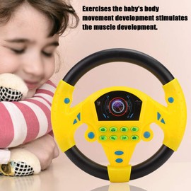 Children's Steering Wheel, Baby Educational Copilot Steering Wheel, Music, Intelligent Toy, Simulated Steering Wheel with for Children's Toy for Children Improvement Body Movement