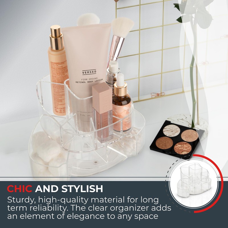 Masirs Small Rotating Makeup Organizer - Mini Yet Spacious Cosmetic