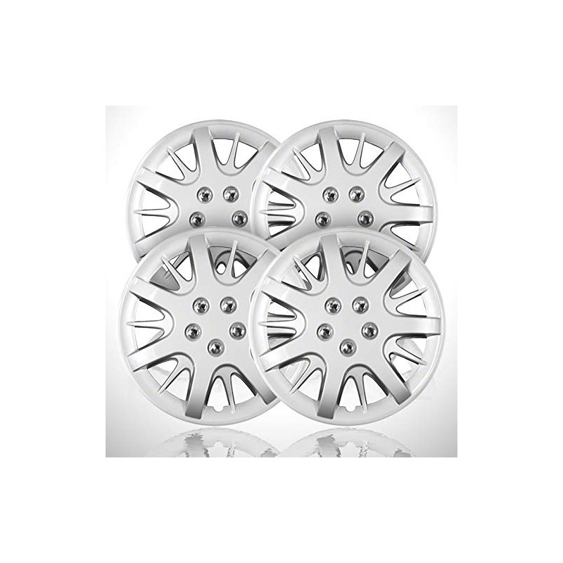 Elite Auto Chrome 4-Pack of 16' Push-on Silver Hubcaps fit