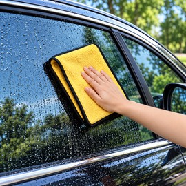 Microfiber Cleaning Towels for Car Care – Thickened Absorbent Yellow Cloths for Washing, Drying and Polishing