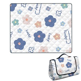 Leisure Sheet, Picnic Sheet, 39.4 x 59.1 inches (100 x 150 cm), Large, Thick, Floral, Foldable, For 2-3 People, Waterproof Blanket, Washable, Mat, Compact Storage, Portable, Convenient, Sports