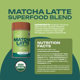 OMG Superfoods Certified Organic Matcha Latte Instant Mix 6 oz – Matcha Powder Blend | Stir & Enjoy in Seconds, USDA Organic