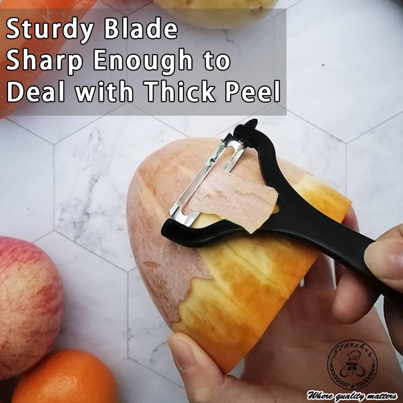 Starchef Y-Shape Peeler Slicer,Vegetable Fruit Peeler Slicer,One-Piece Design,Black/Green