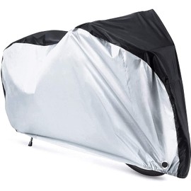 YTBUBOR Waterproof XL Bicycle Cover, Outside Bikes Storage Covers Rain Sun UV Dust Wind Proof Mountain Bicycle Covers Road Electric Bike Cover Hybrid Bike Cover, Black & Sliver