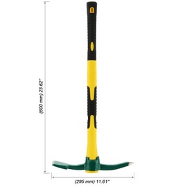 MOUYAT 24 Inch Large Pick Mattock Hoe, Garden Pick Axe Forged Steel Weeding Mattock Hoe Tool with Fiberglass Handle for Loosening Soil, Prospecting, Cultivating