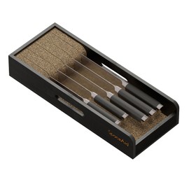 SpaceAid Knife Drawer Organizer Bamboo Insert Dock, Kitchen Steak Knives Holder Organizers Block for Drawer in Storage Organization (Small, Black)