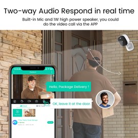 VSMAHOME Security Camera Outdoor, 2K WiFi Camera with 8X Zoom, Plug-in Home Camera with Spotlight, IP66 Waterproof, 2-Way Audio, Color Night Vision, Smart AI Detection, Siren Alert, Works with Alexa