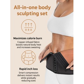 COPPER SLIM Waist Cincher – Compression & Sweat-Enhancing Shaper for Waist Slimming & Tummy Control (Black, X-Small)