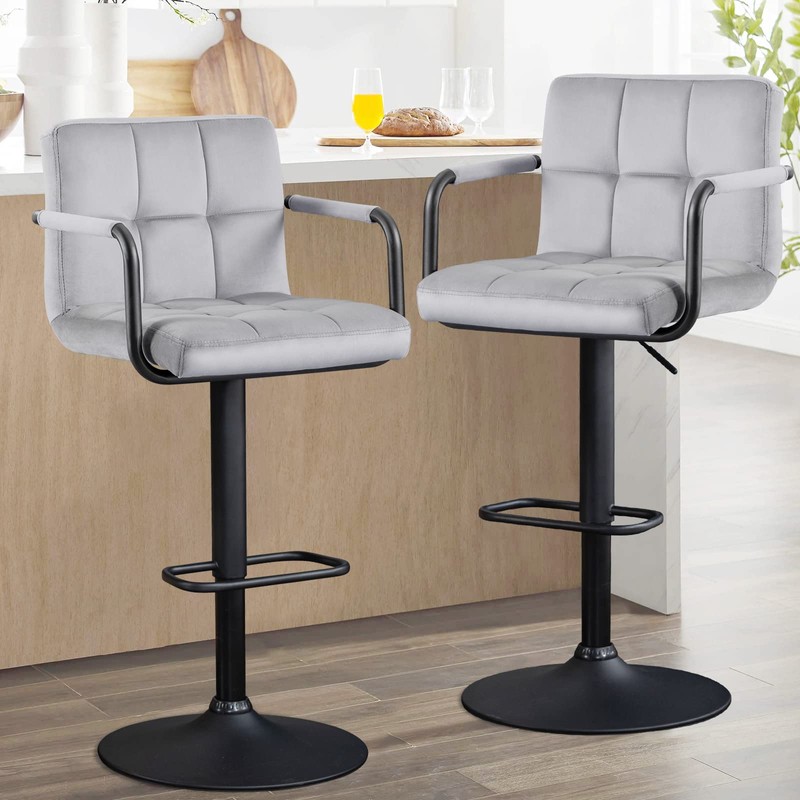 Furnimart Adjustable Bar Stool Swivel Barstools Set of 2 Counter