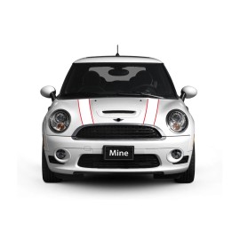 The Pixel Hut White with Red Hood Stripes for Mini Cooper 2007-2013 - Exact Fit No trimming