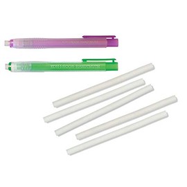 KOH-I-NOOR Set of 2 Eraser Pens in Pen Shape (Green + Purple) 12.5 cm Long Plus 5 Pieces Replacement Erasers