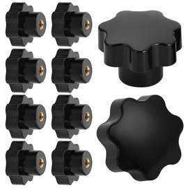 Knpwer Pack of 10 M6 Star Grip Nuts, Star Grip, Black Plastic Grip Nuts, Internal Thread Clamping Knob
