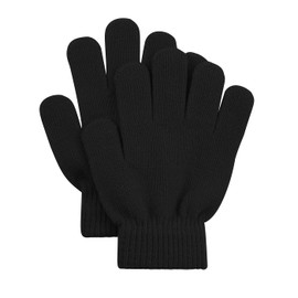 PONCEAU Winter Gloves Children's Magic Gloves Knitted Gloves Mittens Children Warm Gloves 4-11 Years, black