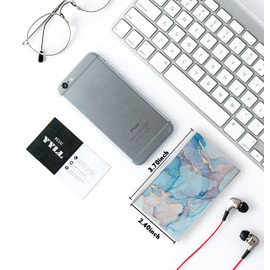 Weaninyiu Business Card Metal Slim Organizer, Professional Stainless Steel Square Pocket Wallet for Office Workers, Compact and Portable for Pockets (Blue Marble