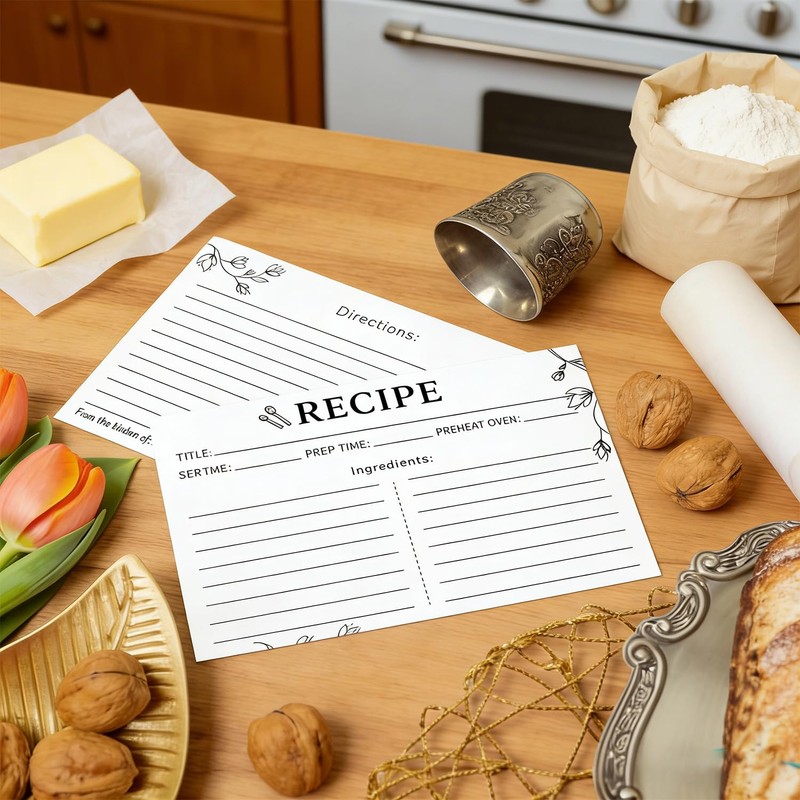 Recipe Cards 4x6, 50 Count Double Sided Blank Thick Cardstock