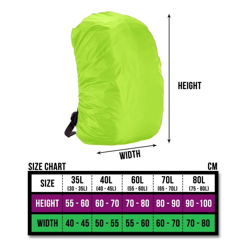BTR Waterproof Backpack Covers. High Visiblity Rucksack Covers. Fluorescent Yellow