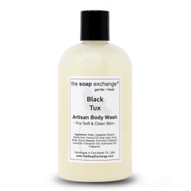 The Soap Exchange Body Wash - Black Tux Scent - Hand Crafted 12 fl oz / 354 ml Natural Artisan Liquid Soap for Hand, Face & Body, Shower Gel, Cleanse, Moisturize, & Protect. Made in the USA.